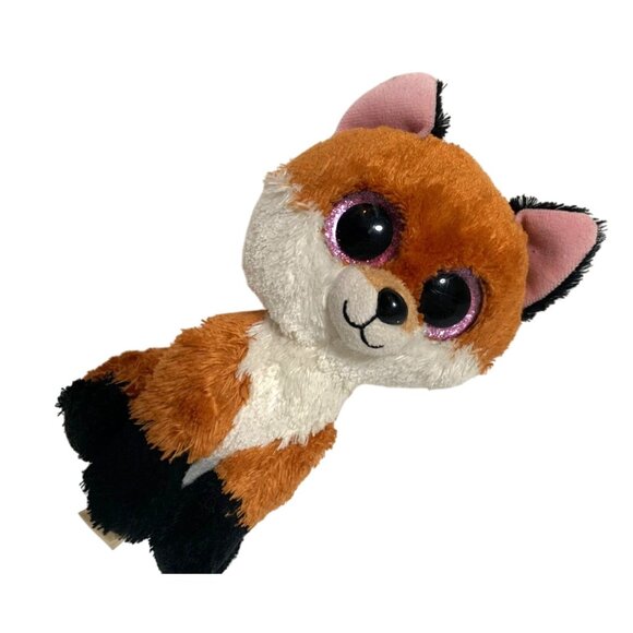 Ty Beanie Boos Slick Fox Plush Stuffed Animal Doll Toy Brown Black white Pink Gl - Picture 2 of 5